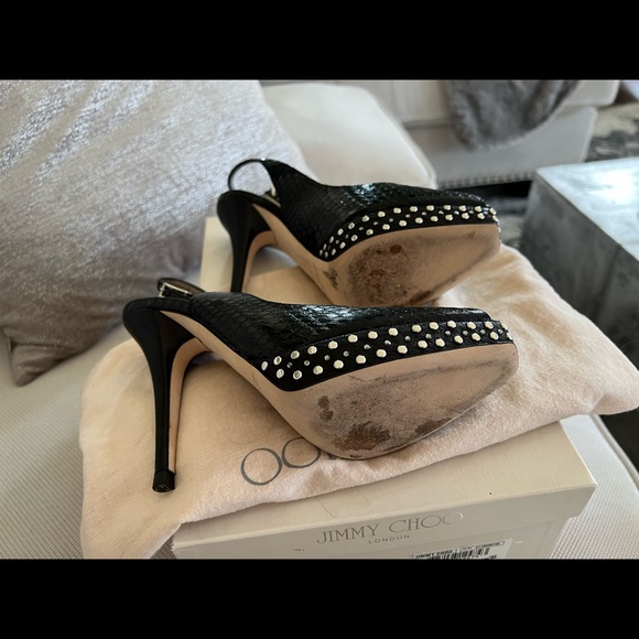 Jimmy choo black peep toe pumps size 37 fits size 7 worn twice - Picture 6 of 6